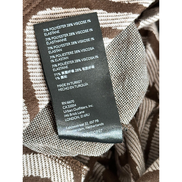 Urban Outfitters Bryn Brown Wave Pattern Pull On Flare Pants Medium Hippie Boho - Picture 6 of 6